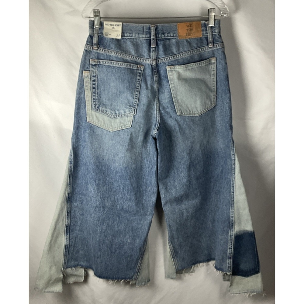 Free People We The Free Women's Size 28 Ripple Wide-Leg Pieced Cropped Jeans - Picture 2 of 16